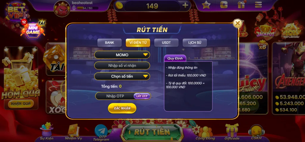 rút momo betvip